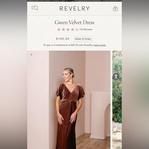 Revelry Gwen Velvet Dress Terracota, Size 14